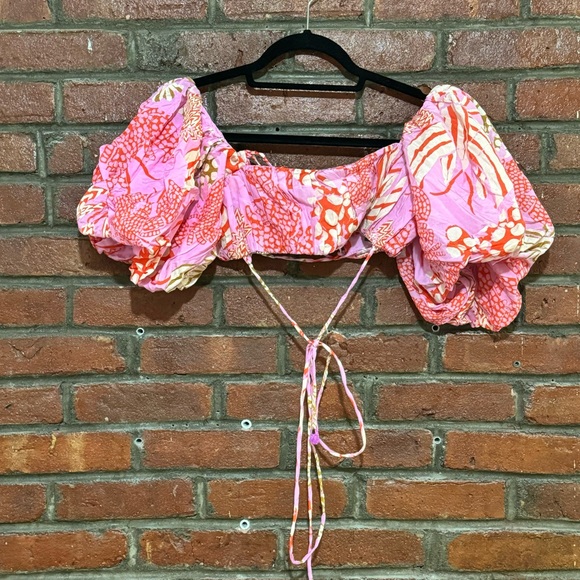 Farm Rio Pink Mixed Lobster Crop Top - Picture 4 of 12